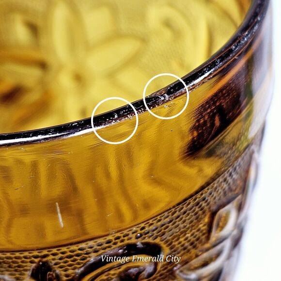 Vtg Indiana Sandwich Tiara Honey Amber Water Juice Glass Goblet Set Of 2 READ - Picture 5 of 14